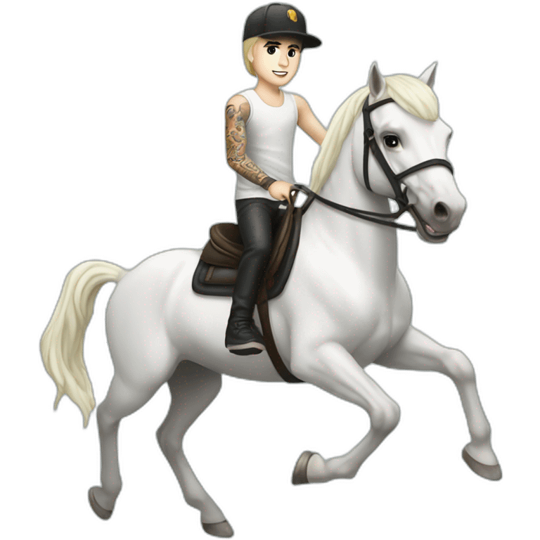 Justin Bieber riding a White horse emoji