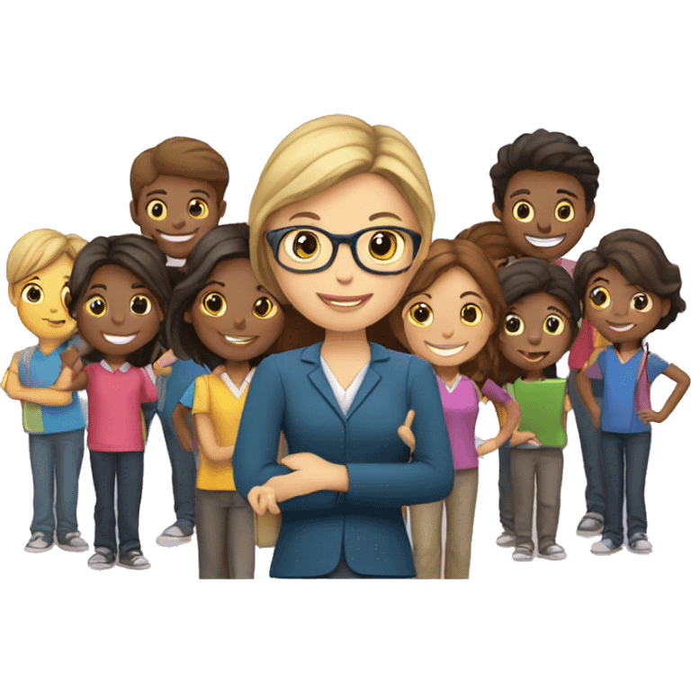 teacher with students emoji