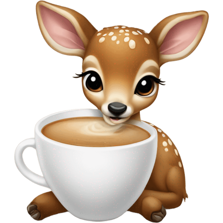 Baby deer drinking iced coffee emoji