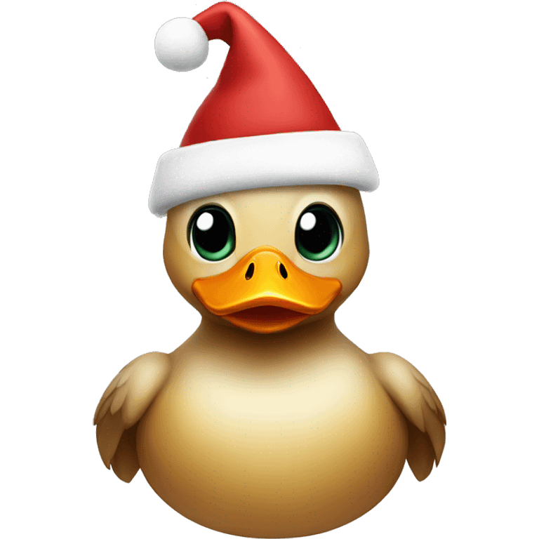 Duck with Christmas hat emoji