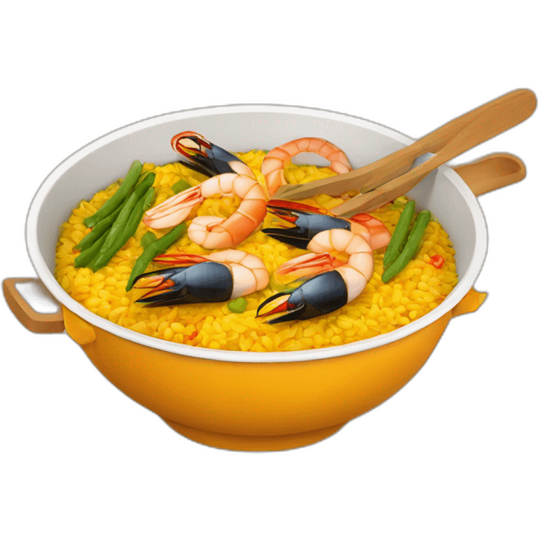 Paella Emoji Perfectly cooked rice with seafood and vegetables, a delight for lovers of Spanish cuisine. emoji