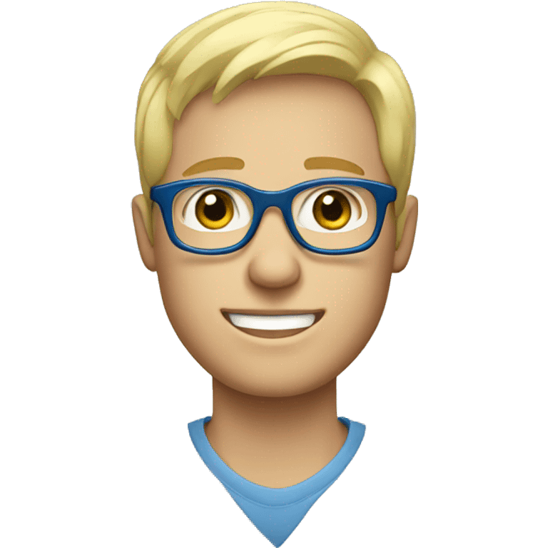 Blond White guy with blue eyes and glasses emoji