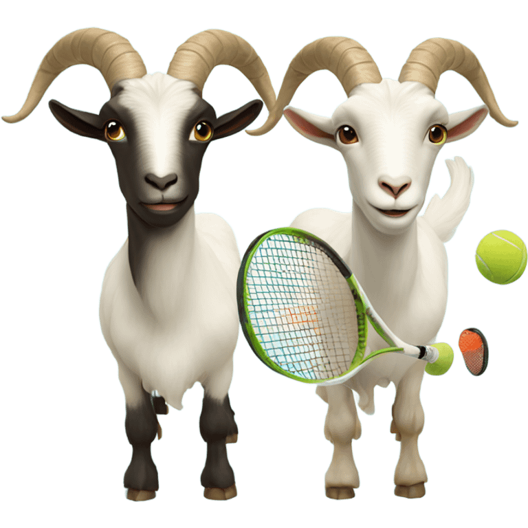 Two Capricorn goats playing tennis emoji