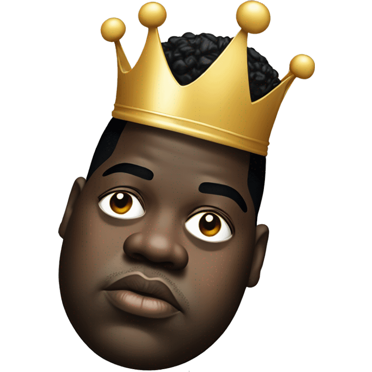 Notorious BIG with tilted crown on his head and heart eyes emoji