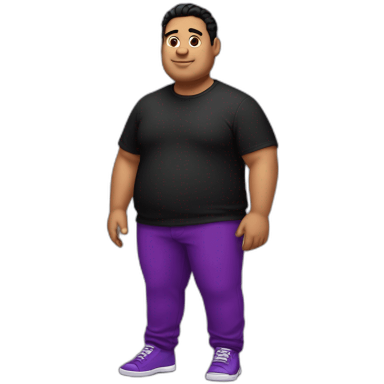 Fat latino Guy with red pants and purple shoes and black shirt emoji