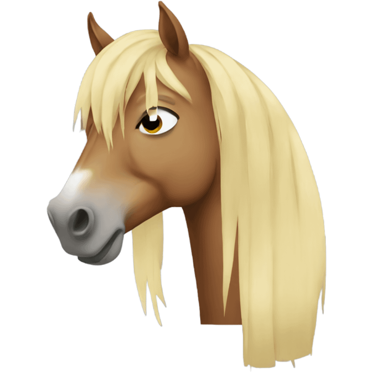 Horse with long blonde hair crying emoji