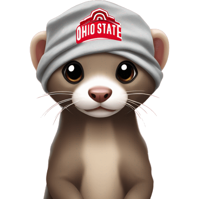 Ferret wearing an Ohio state bandana around its neck emoji