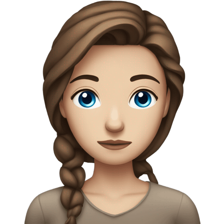 beautiful sad yang women fair skin blue eyes  brown hair figure emoji