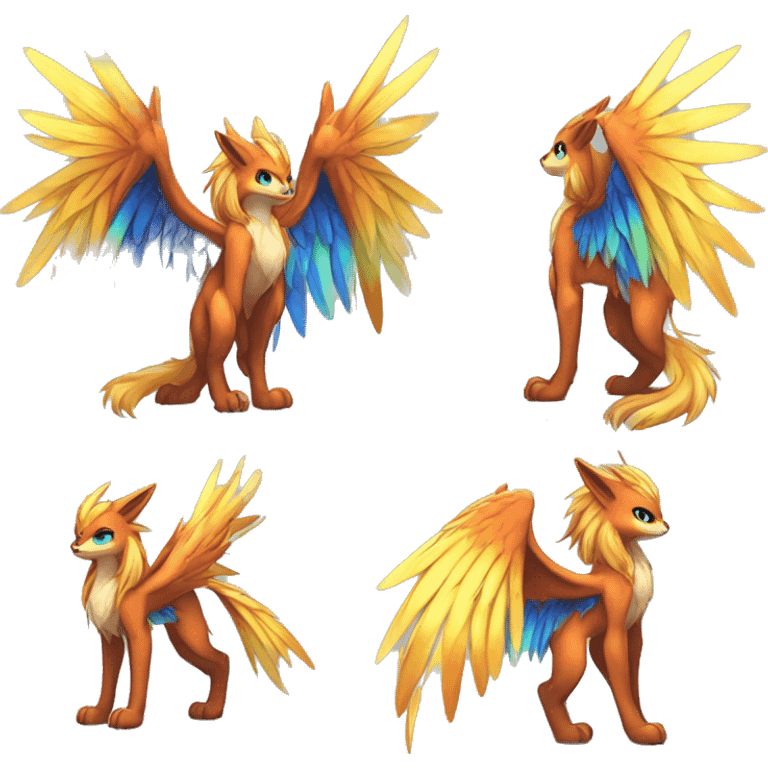 Anthro Sona Cool Edgy Cute Colorful Shy Winged Shiny Fakemon-Fantasy-Creature With Long Hair-Mane Full Body Detailed High Quality emoji