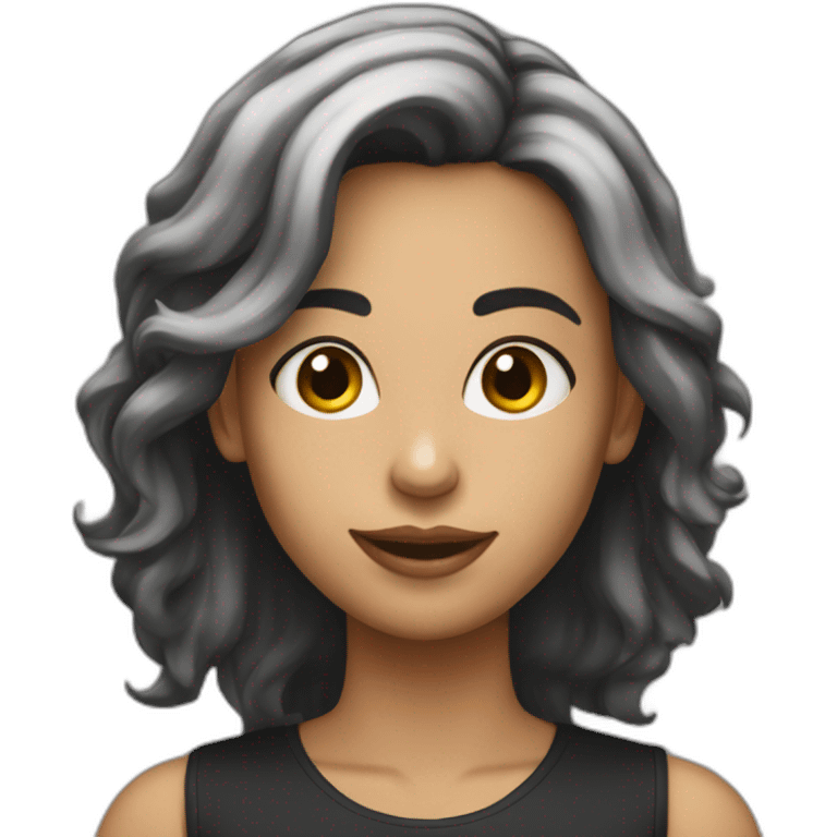 mulher branca com cabelo preto longo emoji