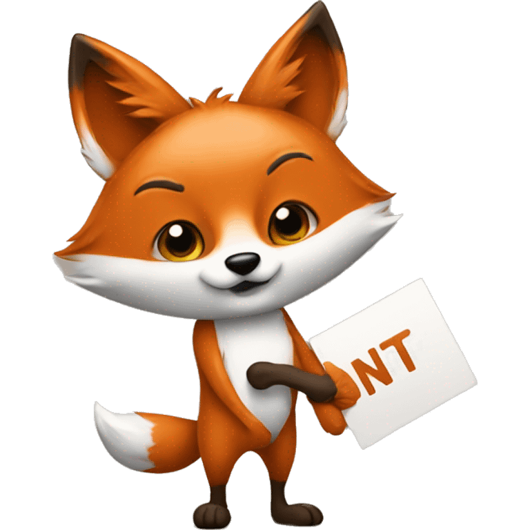 
A fox holding a sign saying "NT" emoji