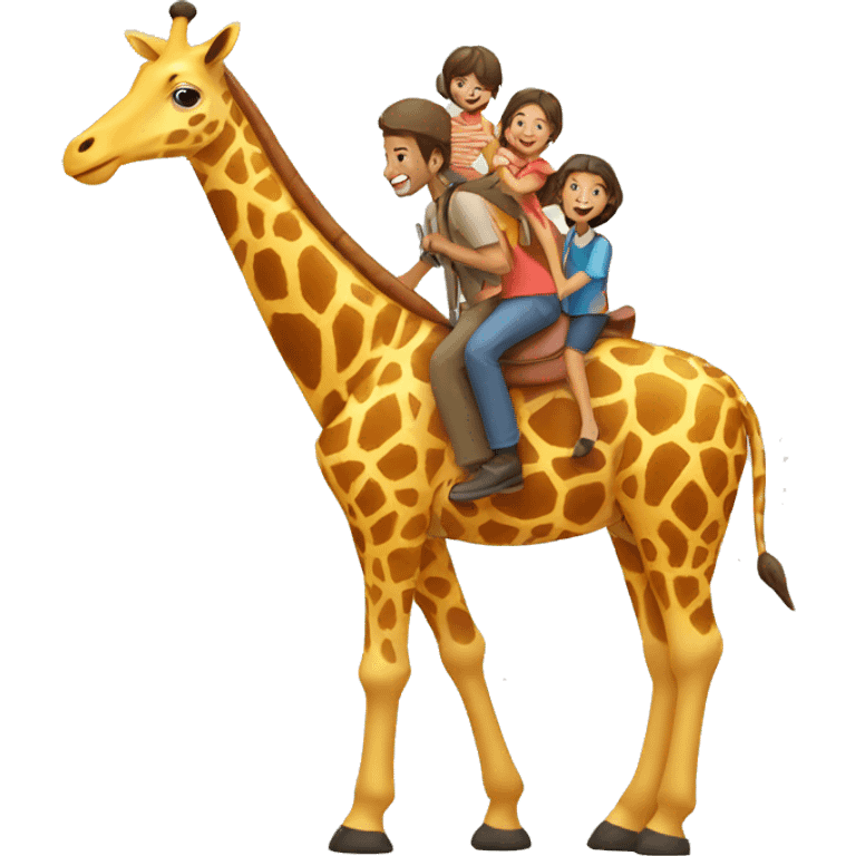 family riding giraffe emoji