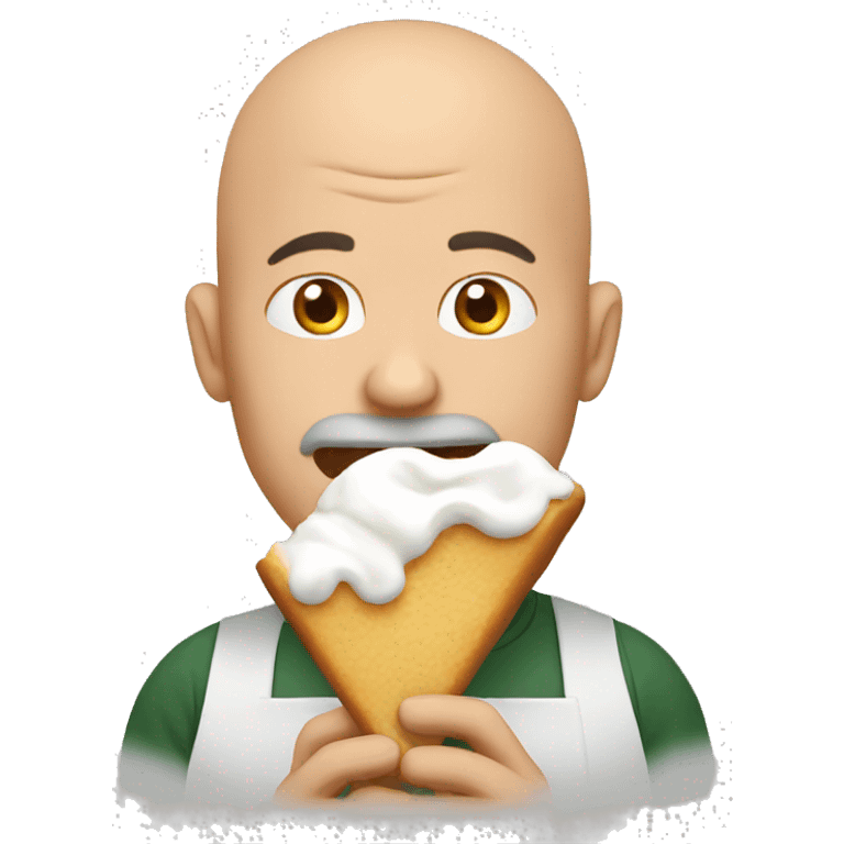 bald man eating baking emoji