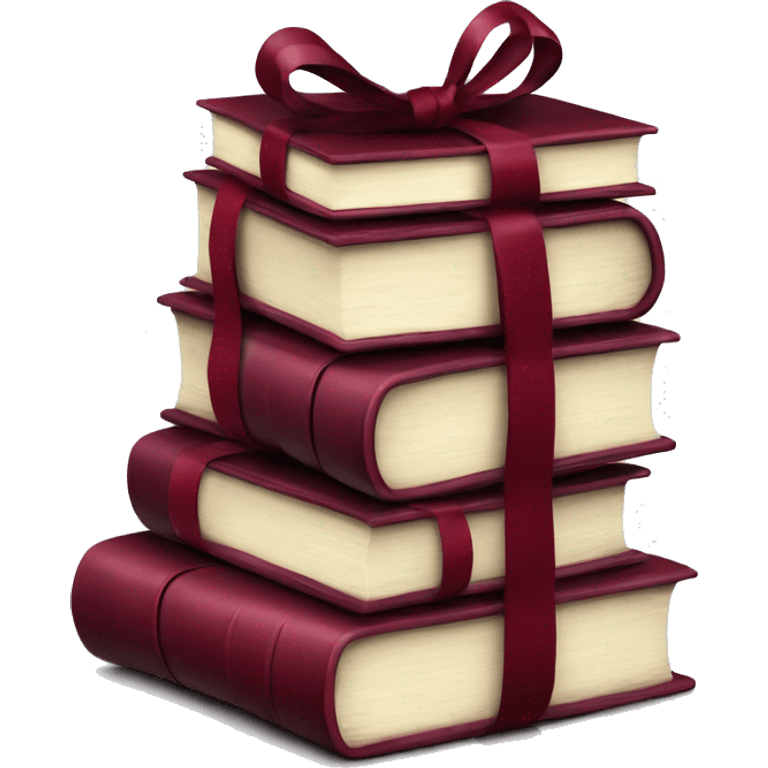 burgundy books stacked up and tied together by a burgundy bow emoji