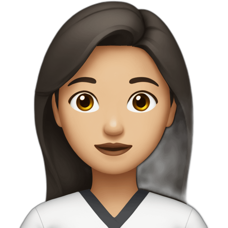 filipino girl with middle part and brown hair in black scrubs with no stethascope emoji