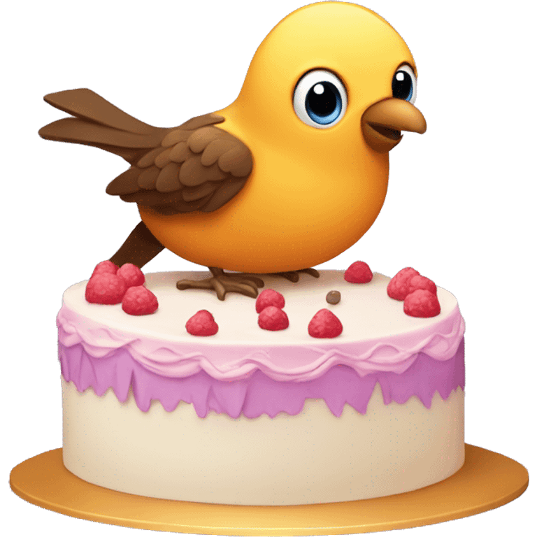 bird with cake emoji