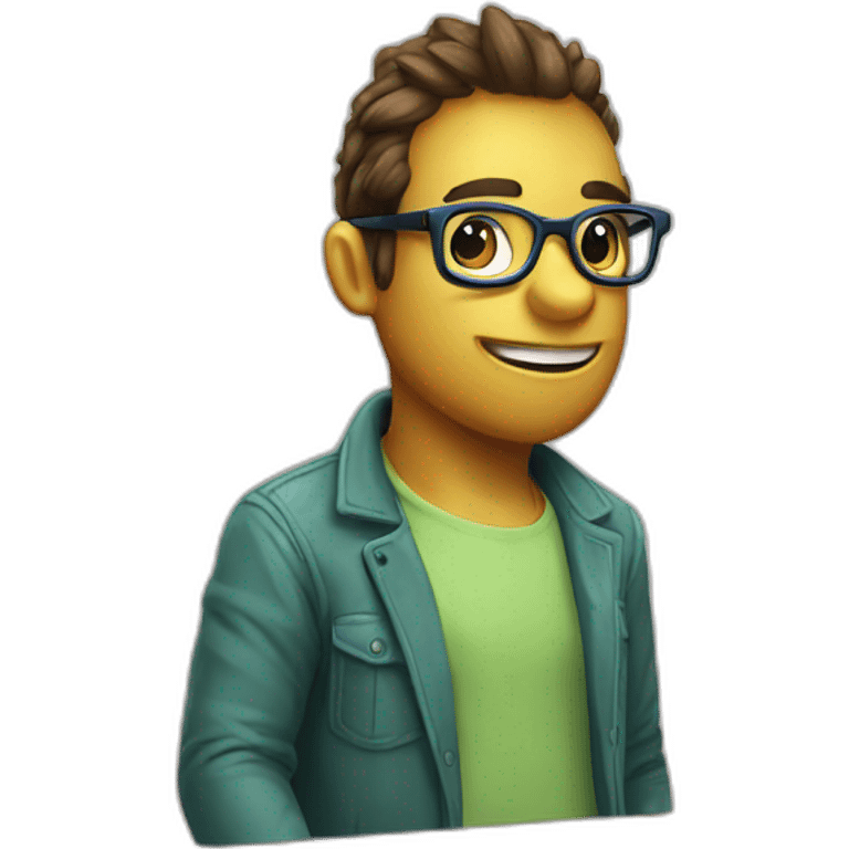 Dinosaur developer with geek glasses emoji