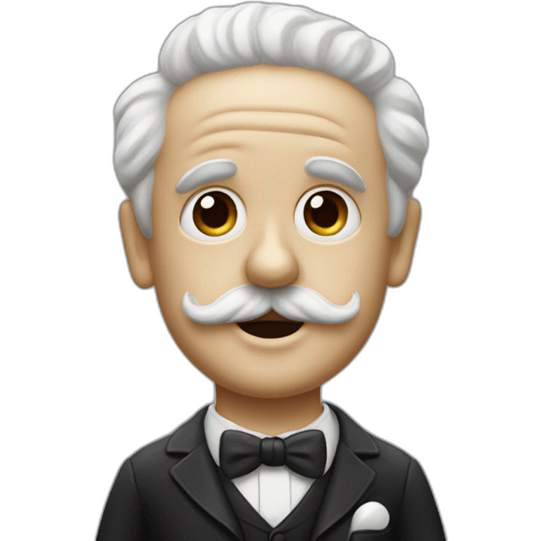 Charlie Chaplin without hat and hair and a  on the left and a toothbrush moustache emoji