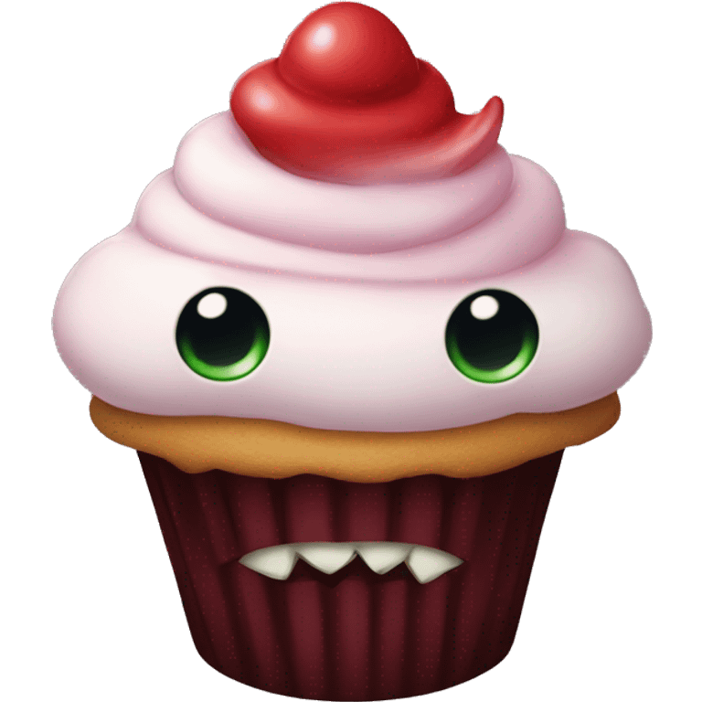 A cupcake that’s a demon emoji