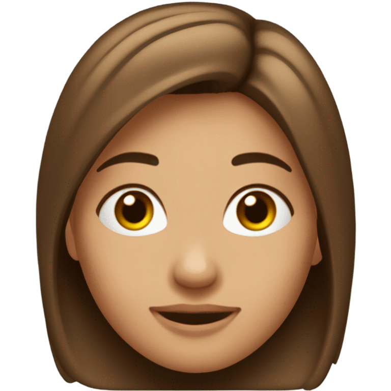 Emoji mujer morenita no tan oscura, con pelo rojo no tan puro ni tan claro, ojos chocolates, hoyuelos y sonriendo  emoji