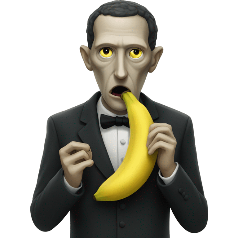 Lovecraft eating a banana emoji