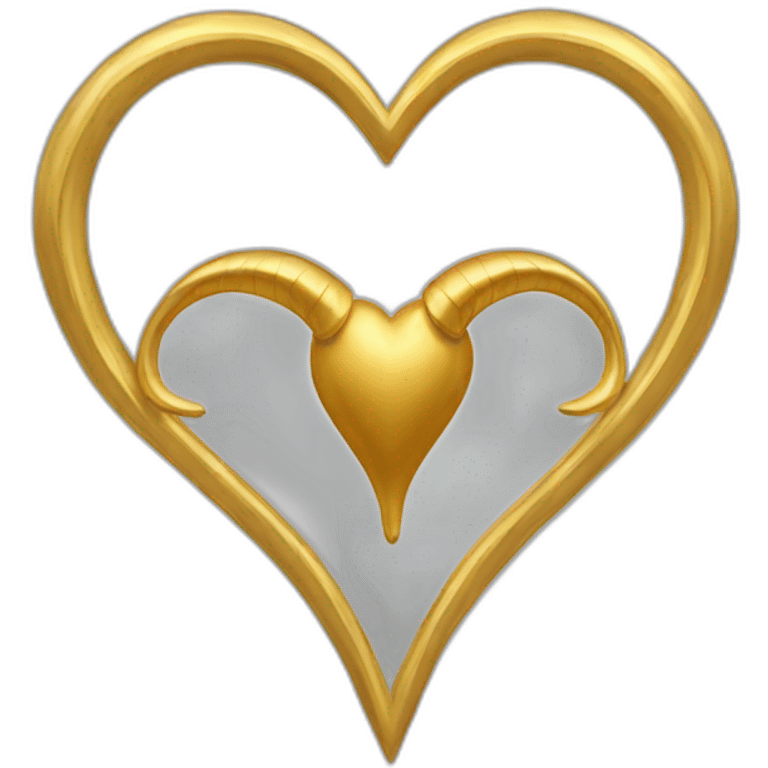 Gold heart frame with horns and tail emoji