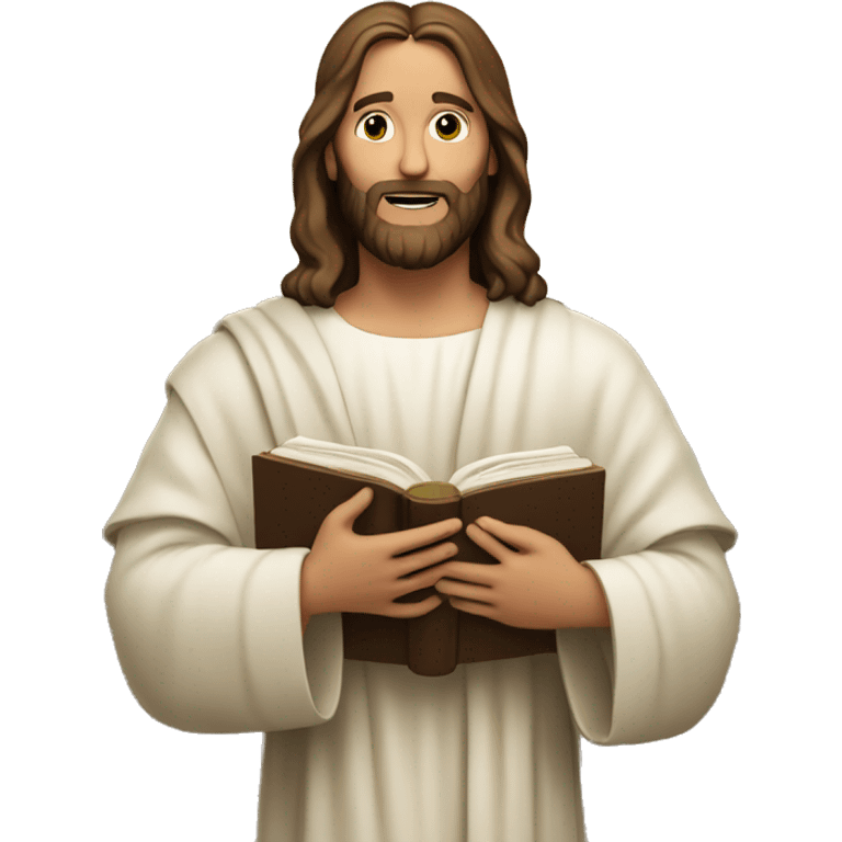 Jesus Christ holding an open Bible emoji