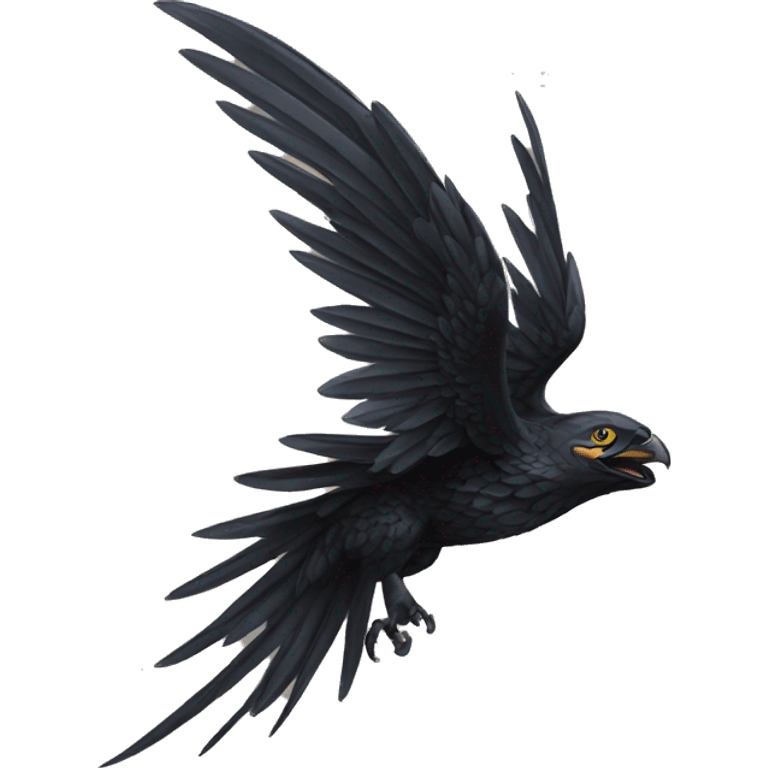 black wing outstretched emoji