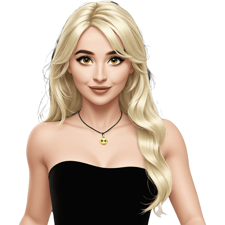 smiling girl in black dress emoji