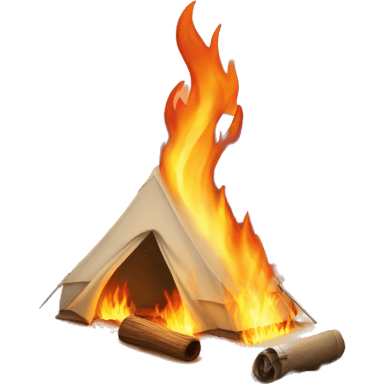 Fire beside a tent in the desert  emoji