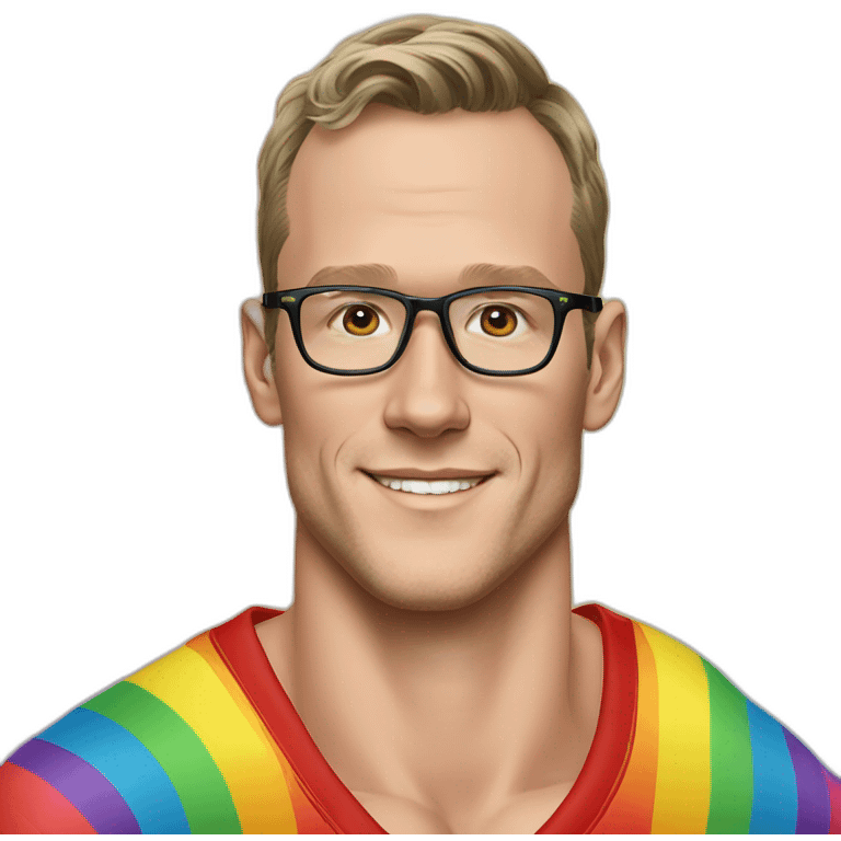 Jonathan Toews wearing glasses and rainbow clothes emoji