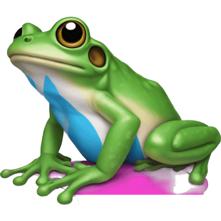 Trans flag coloured frog emoji