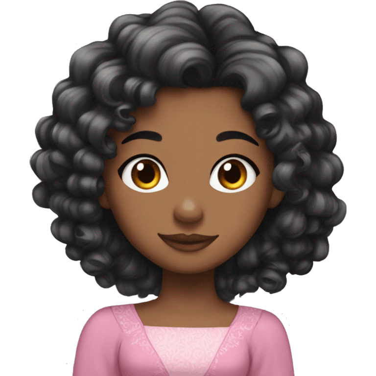 Pink princess black curly hair long emoji