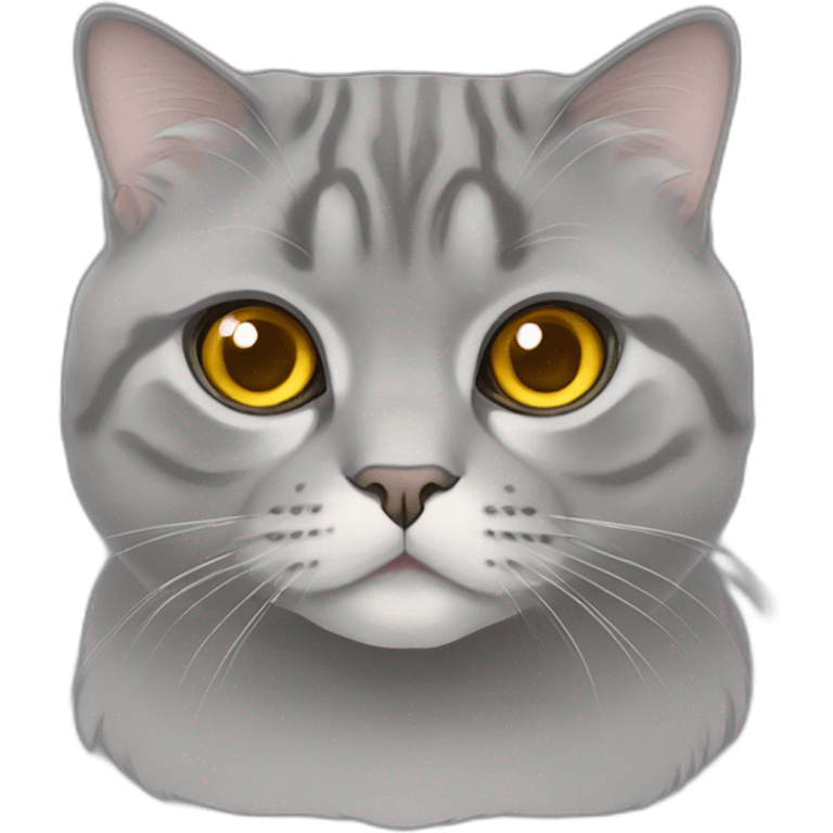 Gray Scottish fold cat with marigold eyes emoji