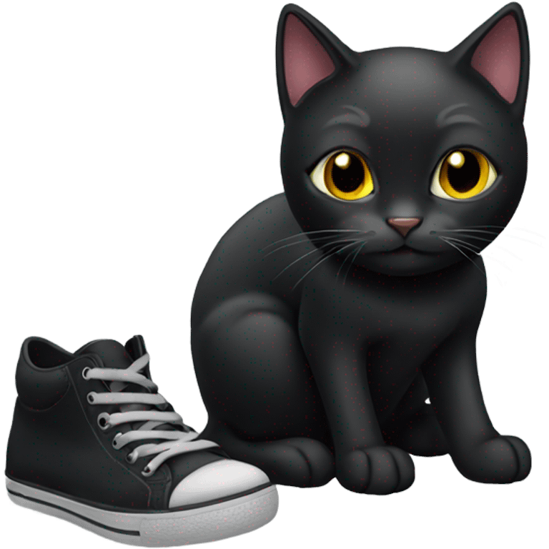 Black cat with shoes on emoji