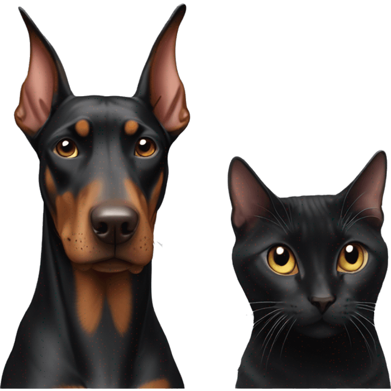 Doberman and cat  emoji