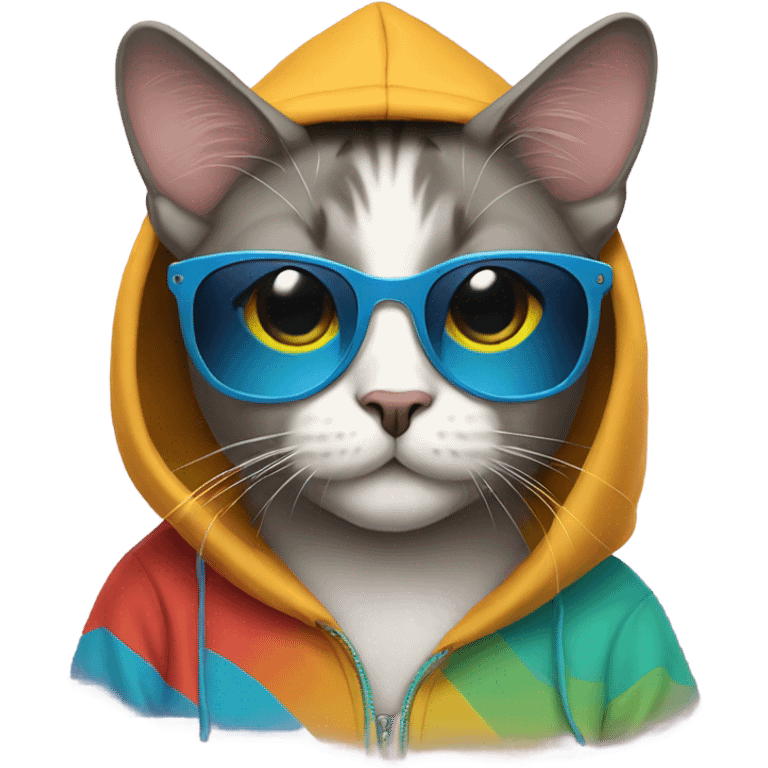 Cat with sun glasses and a hoodie  emoji