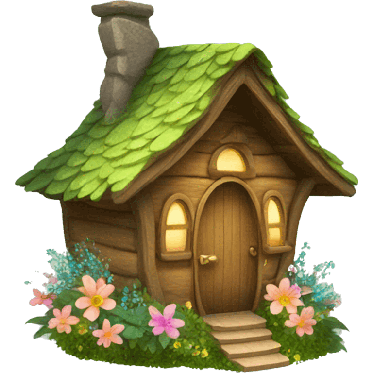 Fairy cabin with flowers and glitter  emoji