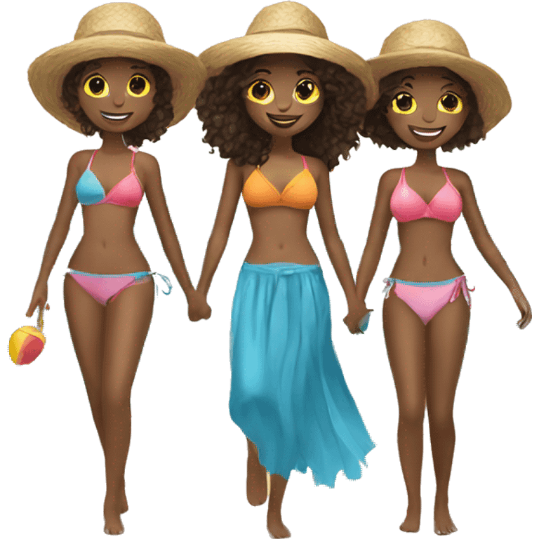 3 girls beach emoji