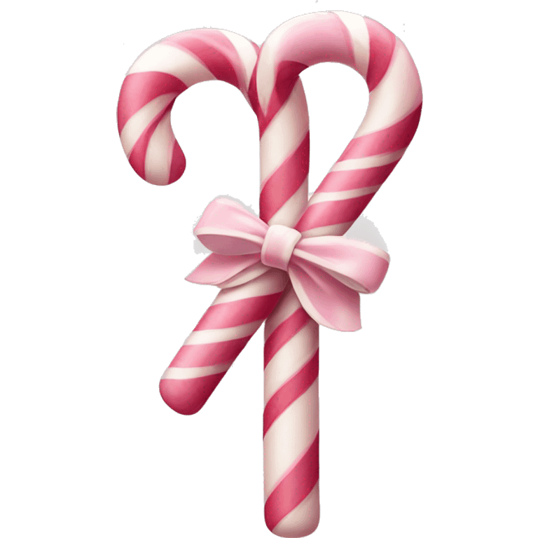 Pastel pink and white candy cane with bow  emoji