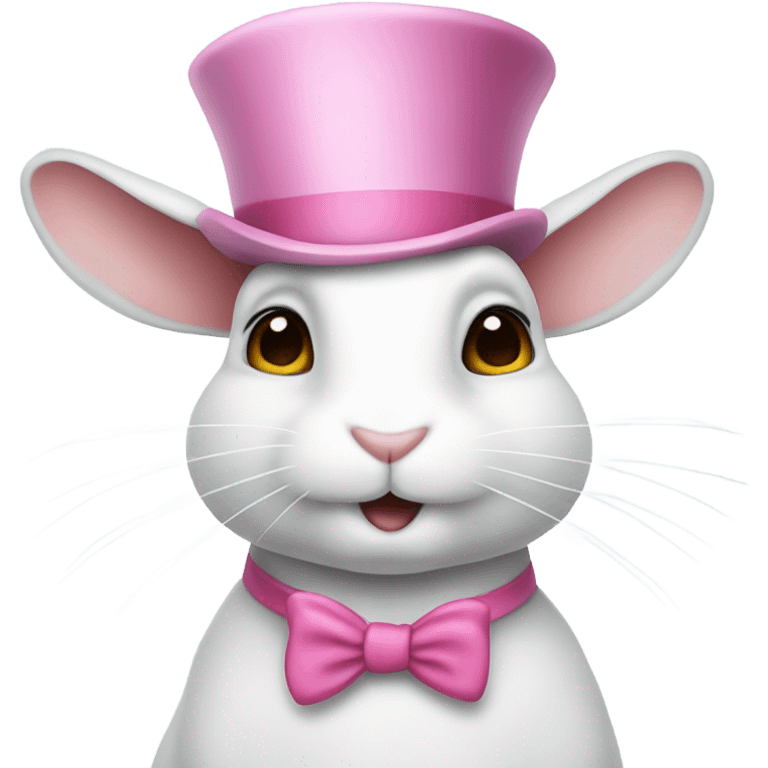 white rabbit wearing a pink top hat emoji