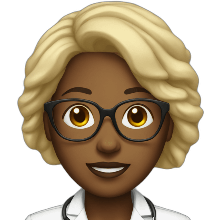 black woman doctor with large glasses emoji