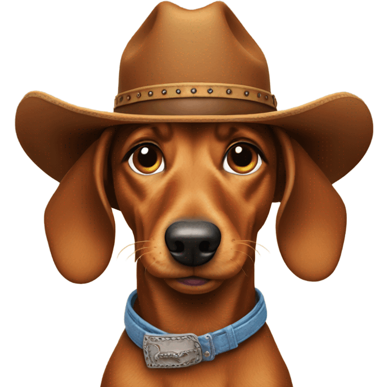 Wiener dog wearing cowboy hat emoji