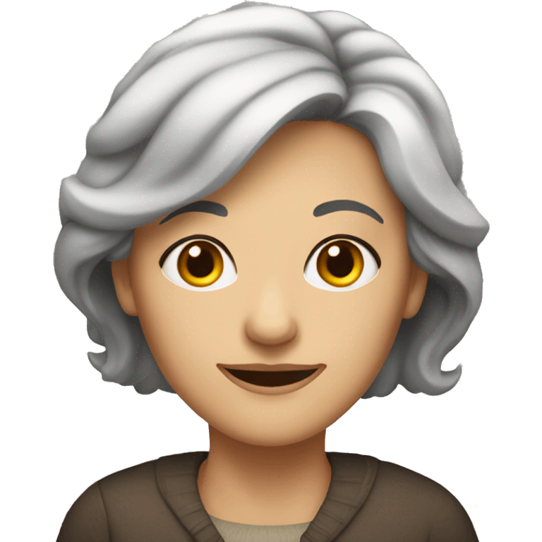 middle age woman long slightly grayhair and hazel eyes  emoji