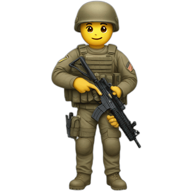 a future soldier holding a bitcoin emoji