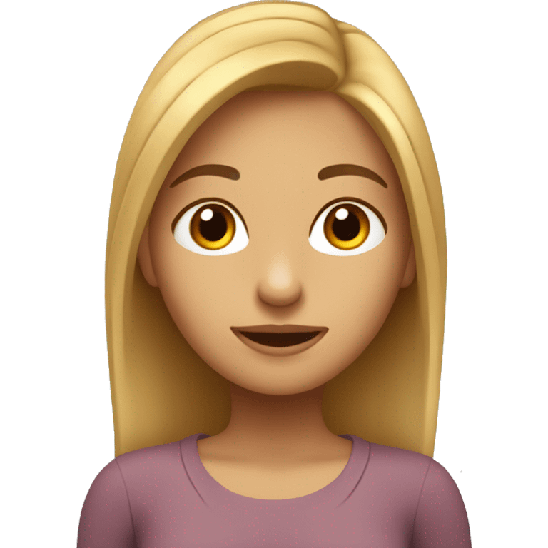 Chica con  pelo largo rubio y marrón  y ojos de color marrón  emoji