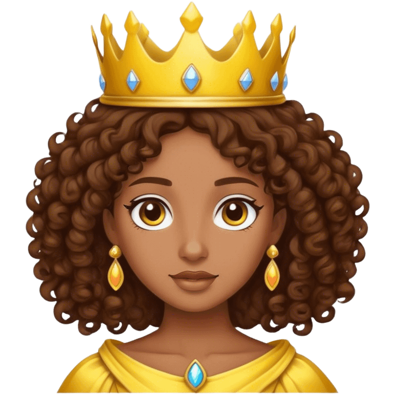 create for me an enoji of a curly haired princess with brown hair and a yellow crown emoji