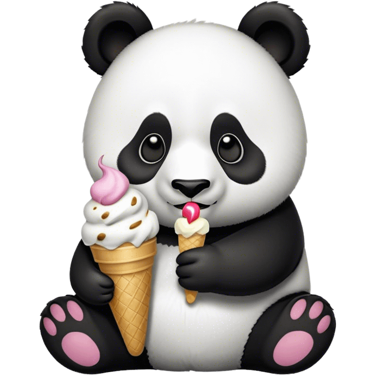 Panda eating ice cream emoji