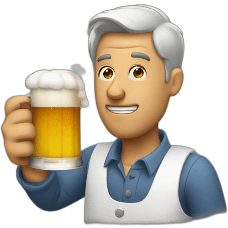 Man with smoke coming from nose holding a beer emoji