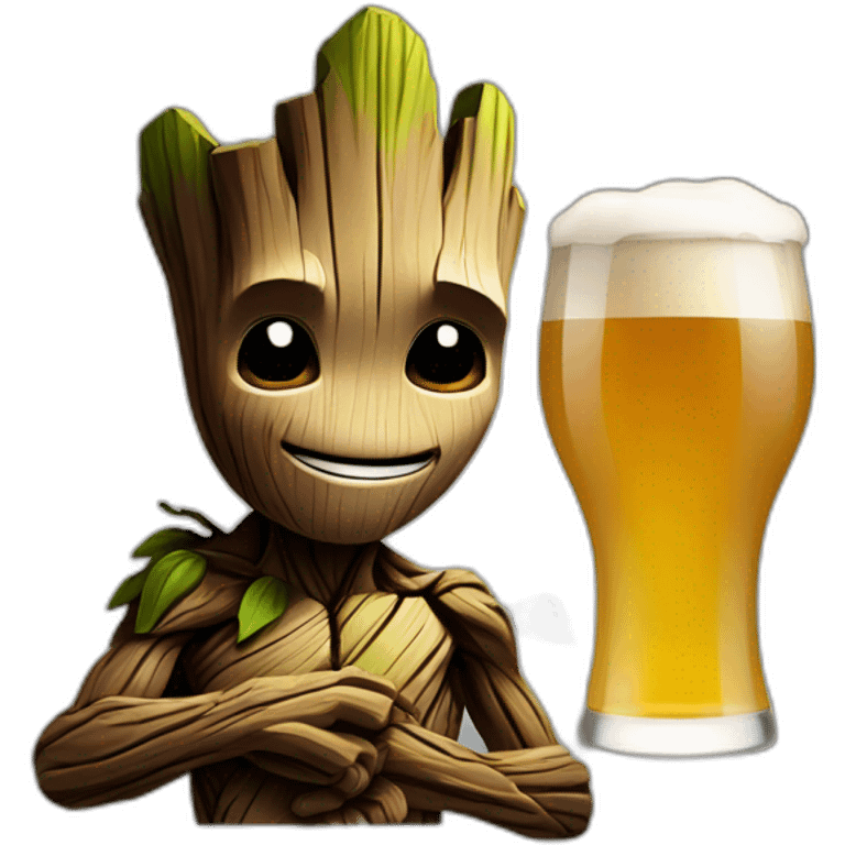 Groot avec une bière emoji